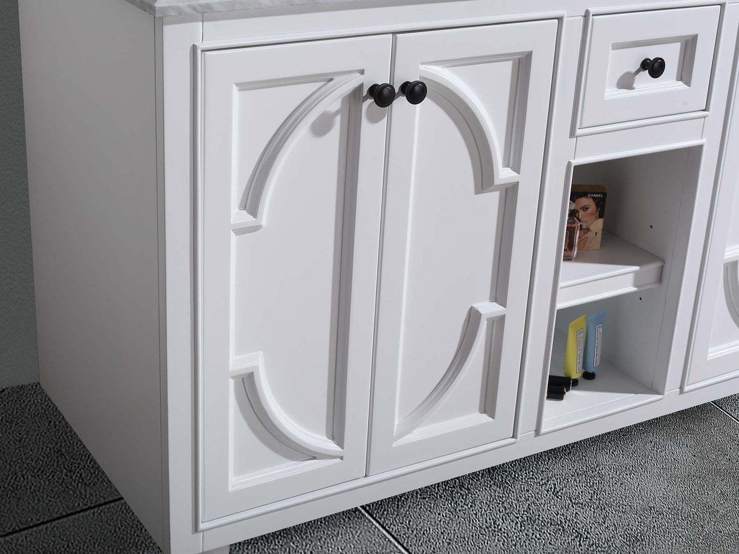 Odyssey 60" White Double Sink Bathroom Vanity with Countertop