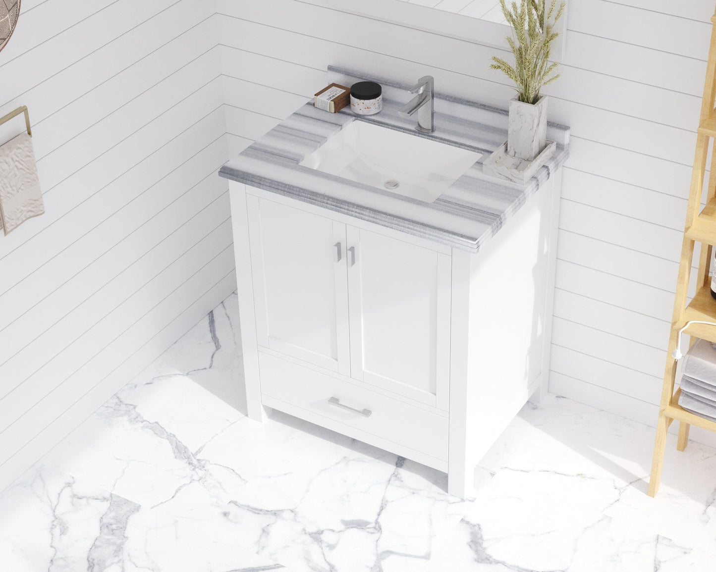 Wilson 30" White Bathroom Vanity with Countertop