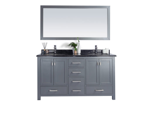Wilson 60" Grey Double Sink Bathroom Vanity with Countertop