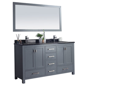 Wilson 60" Grey Double Sink Bathroom Vanity with Countertop