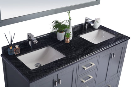 Wilson 60" Grey Double Sink Bathroom Vanity with Countertop