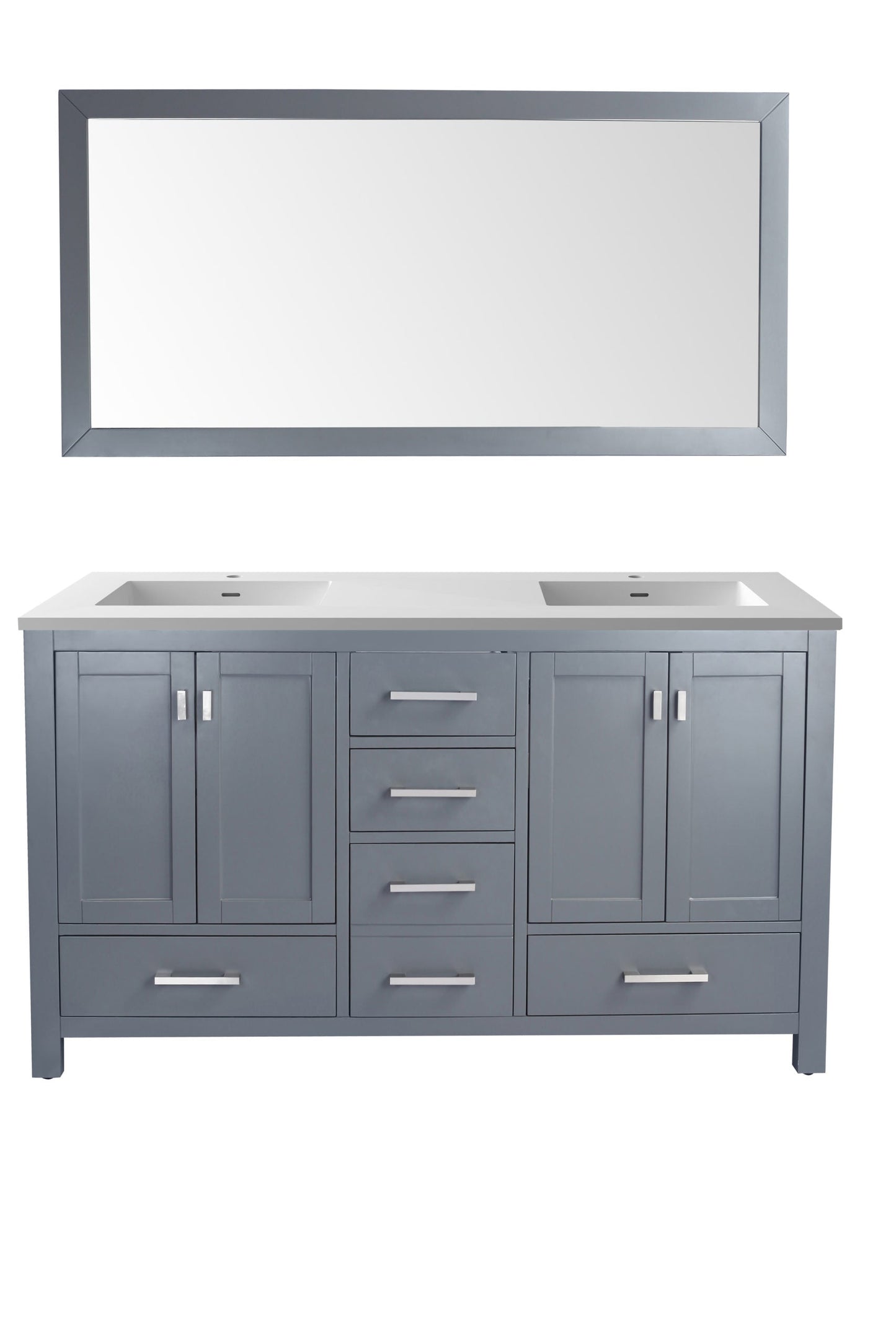 Wilson 60" Grey Double Sink Bathroom Vanity with Countertop
