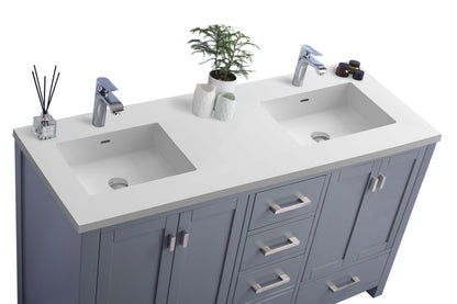 Wilson 60" Grey Double Sink Bathroom Vanity with Countertop