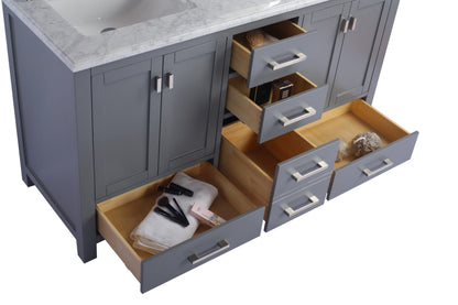 Wilson 60" Grey Double Sink Bathroom Vanity with Countertop