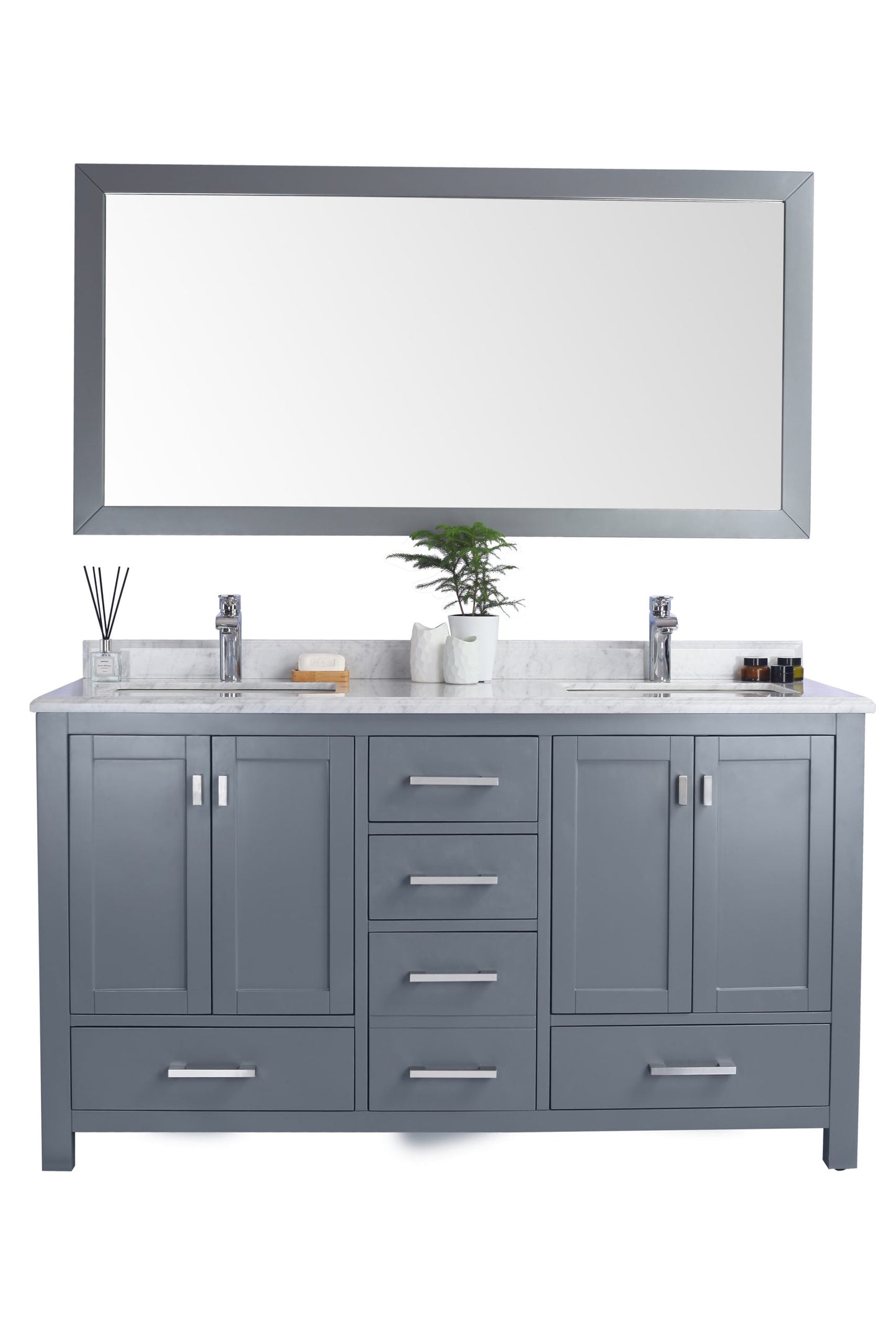 Wilson 60" Grey Double Sink Bathroom Vanity with Countertop