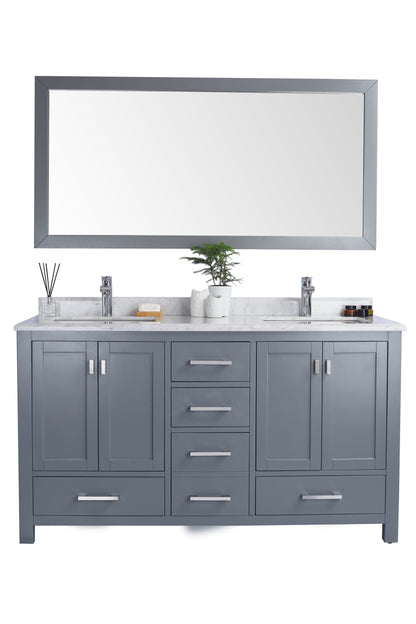 Wilson 60" Grey Double Sink Bathroom Vanity with Countertop