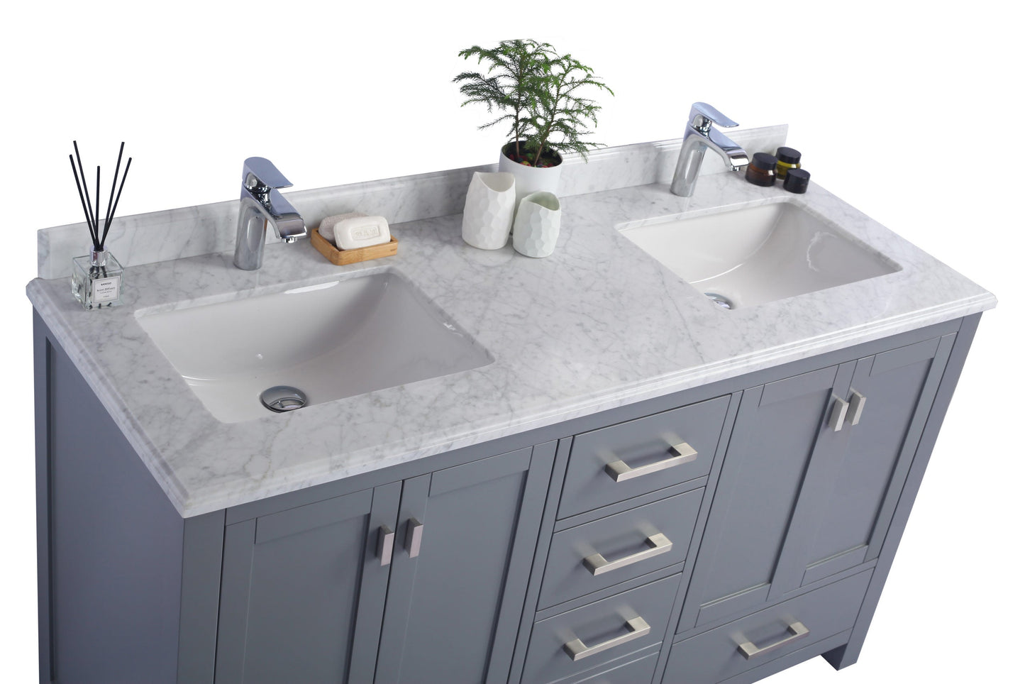 Wilson 60" Grey Double Sink Bathroom Vanity with Countertop
