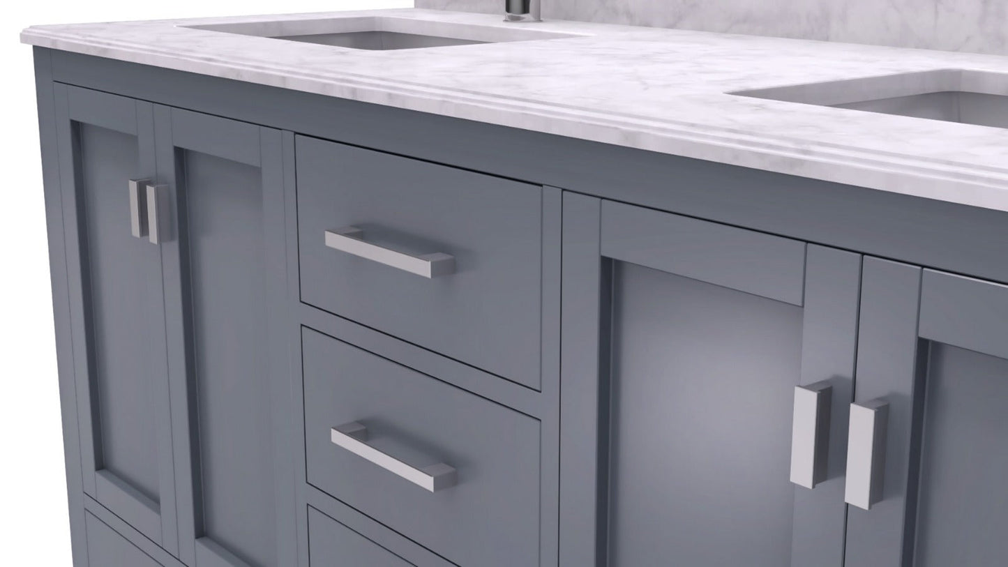 Wilson 60" Grey Double Sink Bathroom Vanity with Countertop