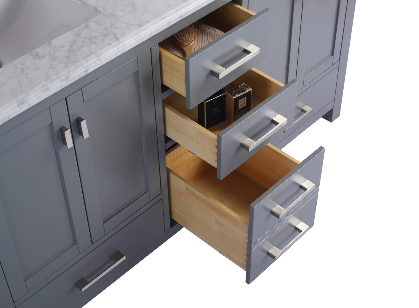 Wilson 60" Grey Double Sink Bathroom Vanity with Countertop