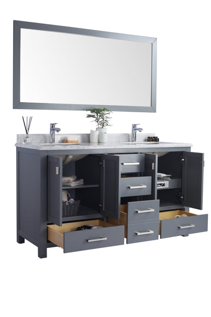 Wilson 60" Grey Double Sink Bathroom Vanity with Countertop
