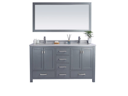 Wilson 60" Grey Double Sink Bathroom Vanity with Countertop