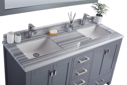 Wilson 60" Grey Double Sink Bathroom Vanity with Countertop