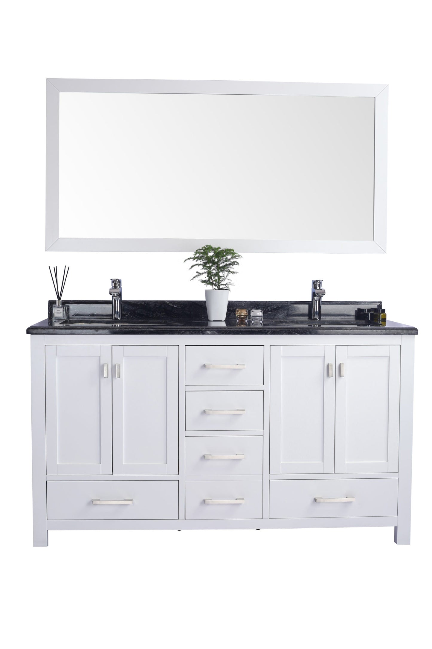 Wilson 60" White Double Sink Bathroom Vanity with Countertop