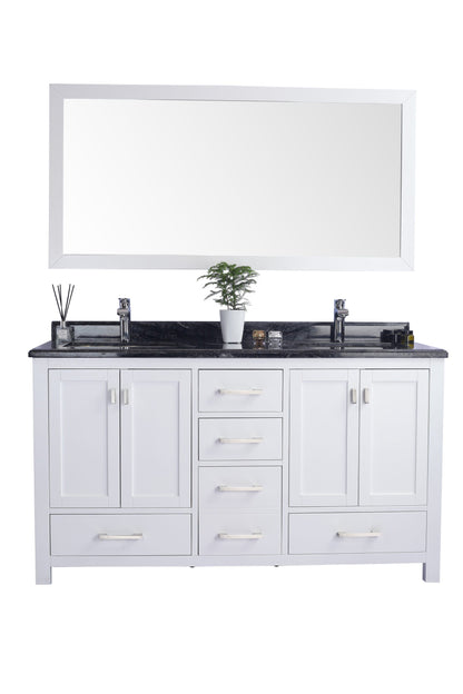 Wilson 60" White Double Sink Bathroom Vanity with Countertop