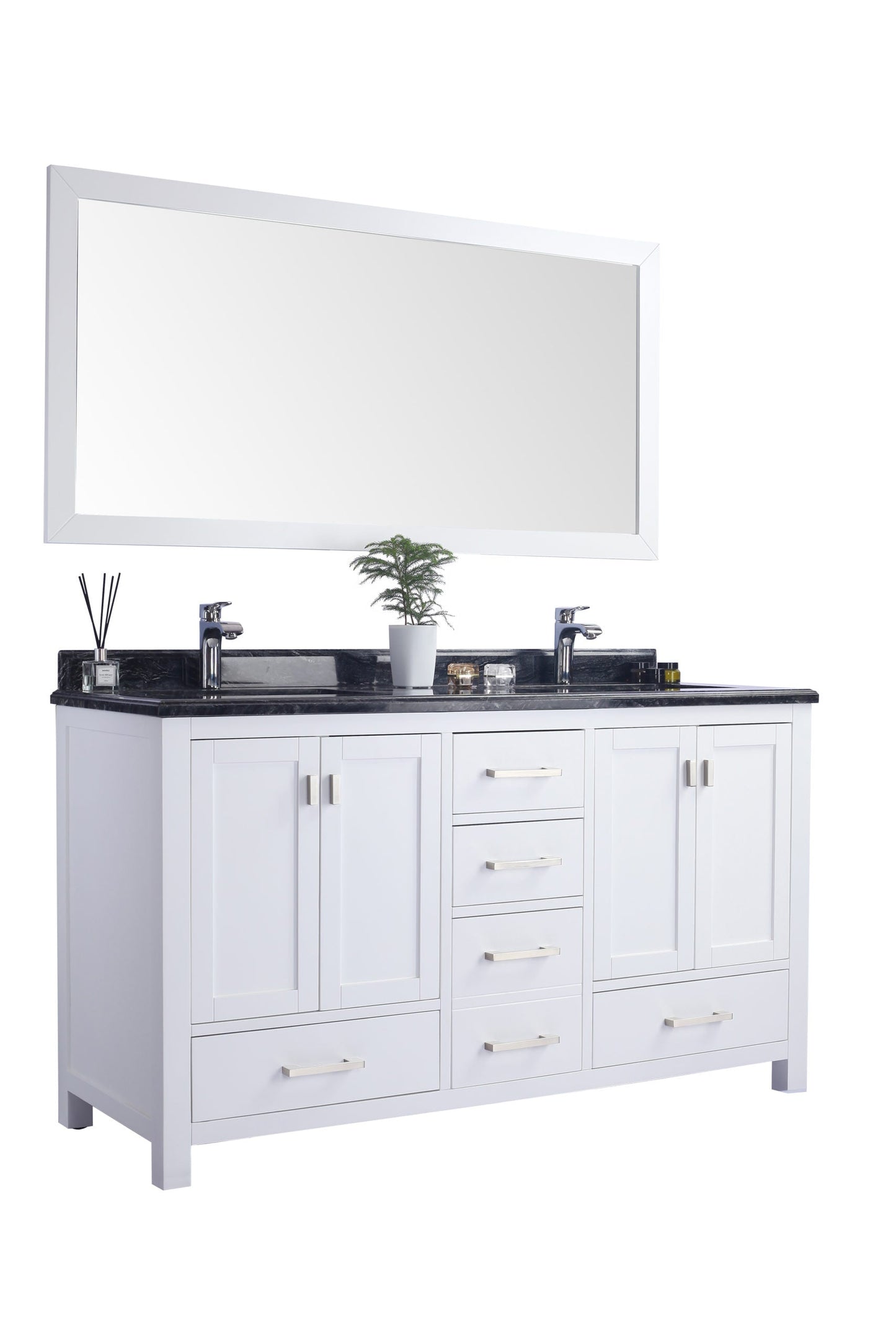 Wilson 60" White Double Sink Bathroom Vanity with Countertop