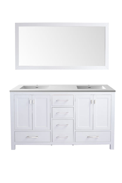 Wilson 60" White Double Sink Bathroom Vanity with Countertop