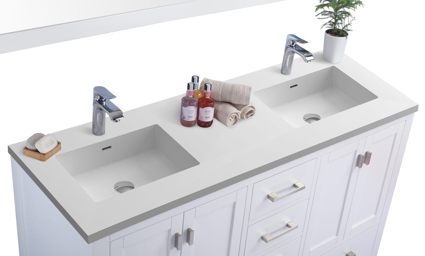 Wilson 60" White Double Sink Bathroom Vanity with Countertop