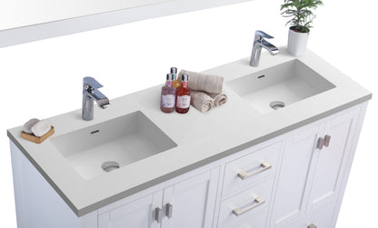 Wilson 60" White Double Sink Bathroom Vanity with Countertop