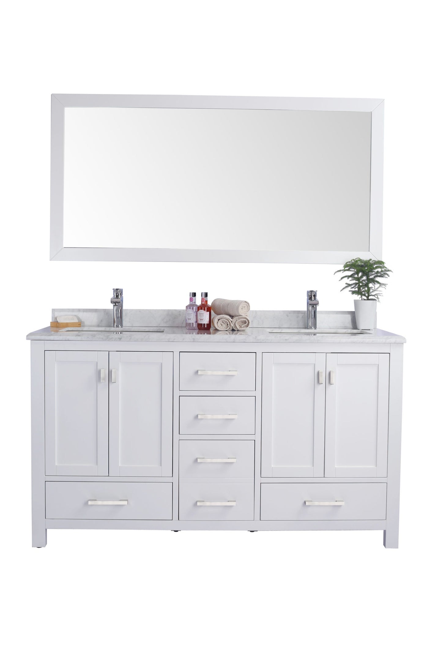 Wilson 60" White Double Sink Bathroom Vanity with Countertop