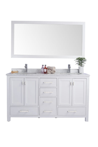 Wilson 60" White Double Sink Bathroom Vanity with Countertop