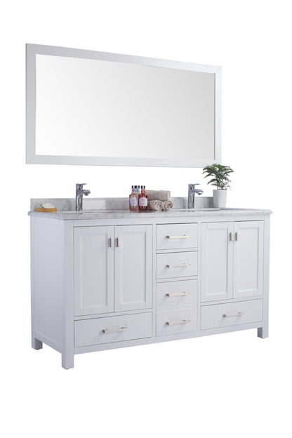 Wilson 60" White Double Sink Bathroom Vanity with Countertop