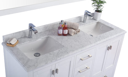Wilson 60" White Double Sink Bathroom Vanity with Countertop