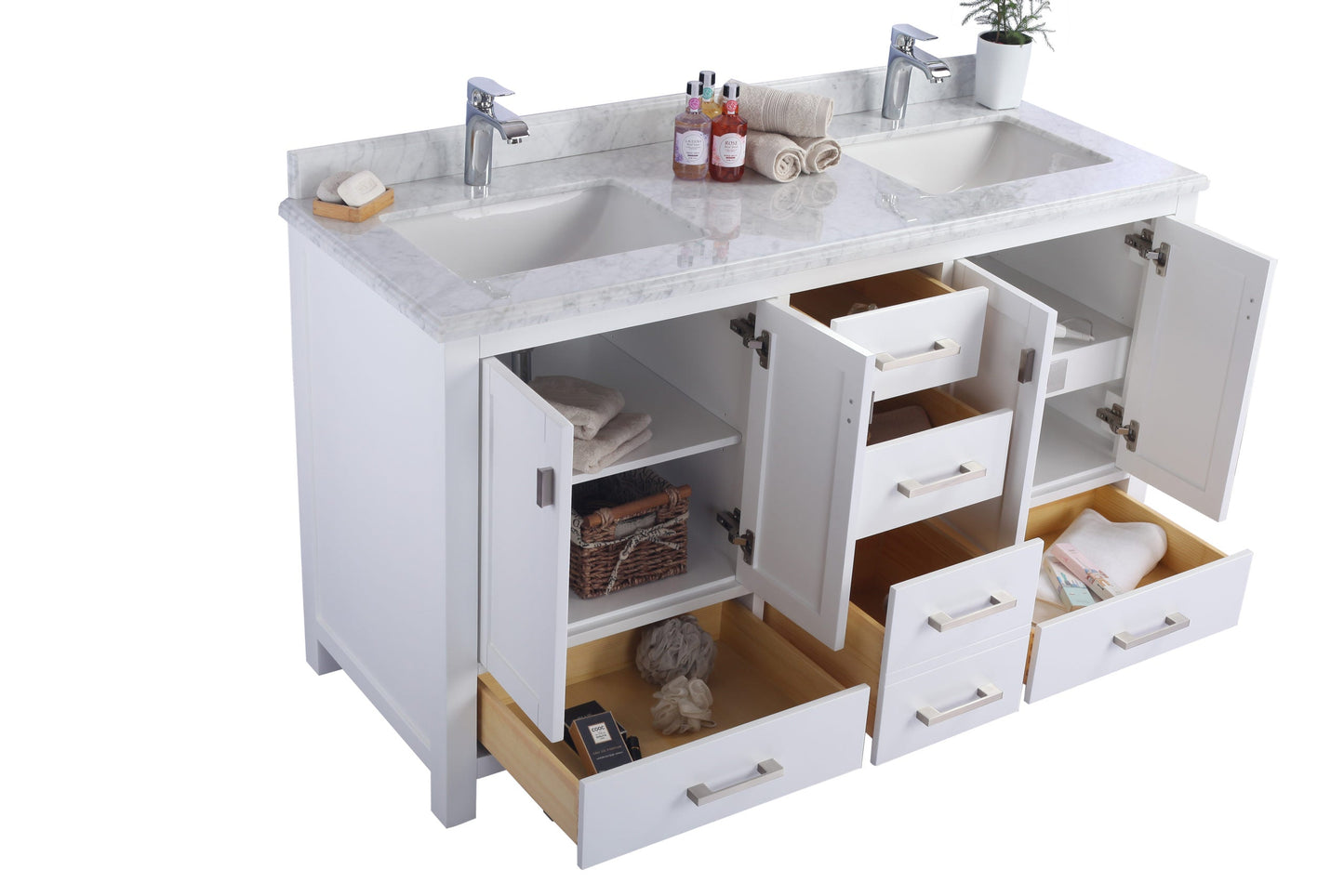 Wilson 60" White Double Sink Bathroom Vanity with Countertop