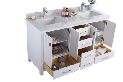 Wilson 60" White Double Sink Bathroom Vanity with Countertop