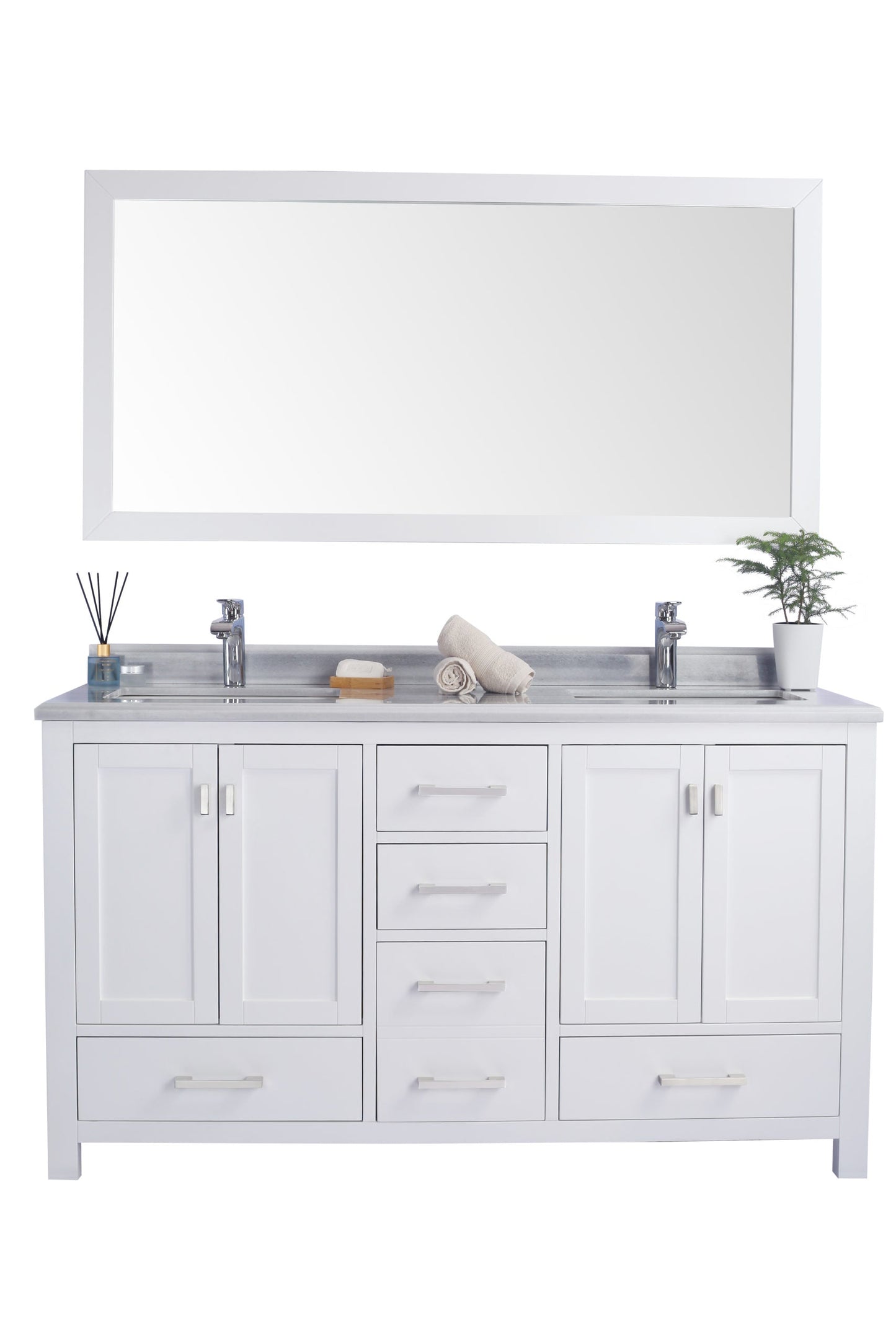 Wilson 60" White Double Sink Bathroom Vanity with Countertop