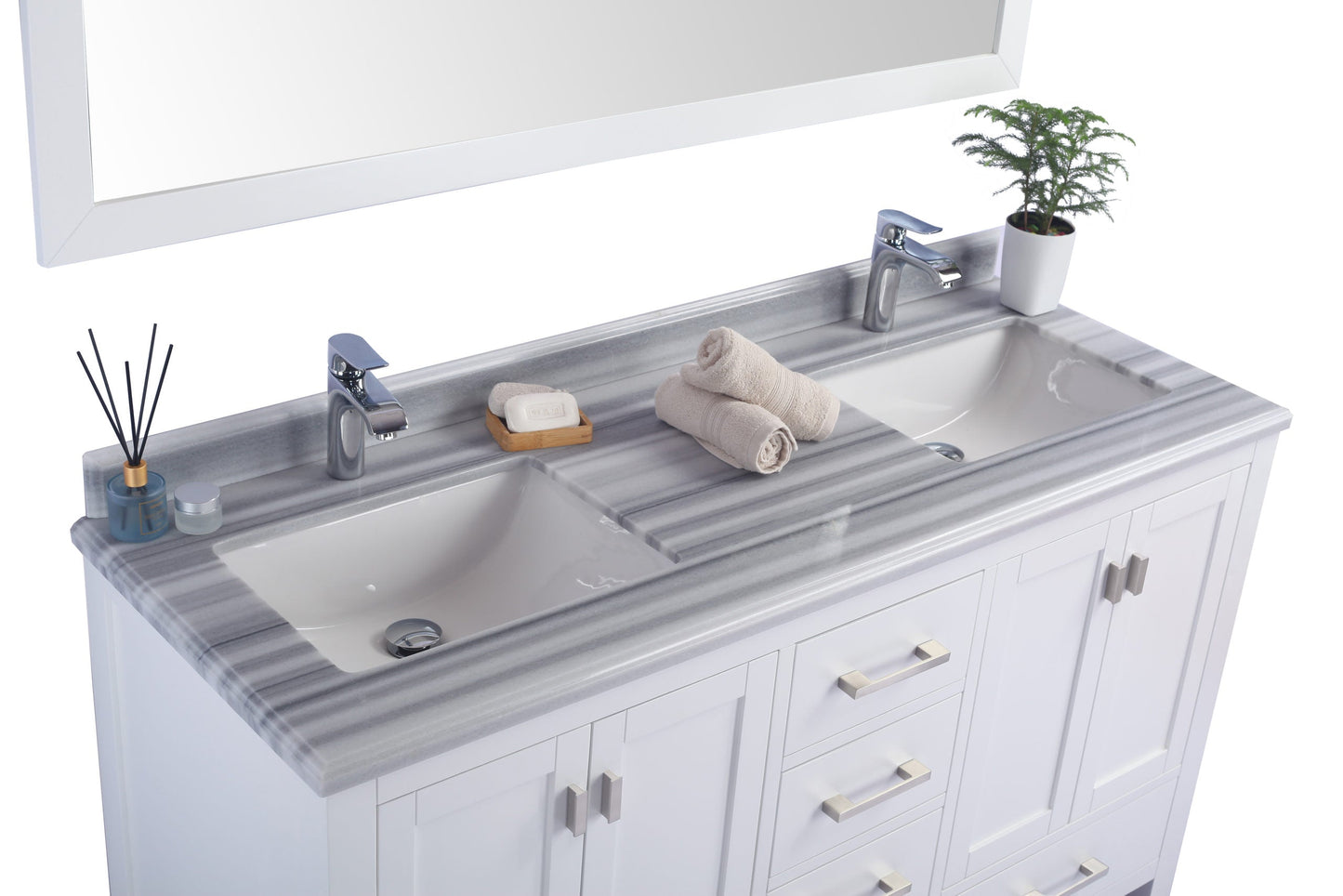 Wilson 60" White Double Sink Bathroom Vanity with Countertop