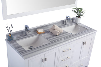 Wilson 60" White Double Sink Bathroom Vanity with Countertop