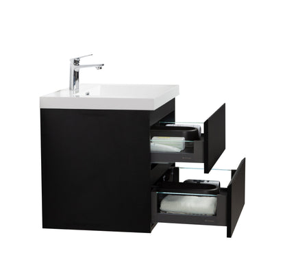 Aurora 24" Glossy Polar White Wall Hung Bathroom Vanity with White Acrylic Countertop