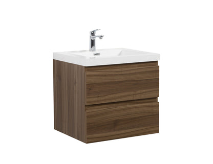 Aurora 24" Glossy Polar White Wall Hung Bathroom Vanity with White Acrylic Countertop