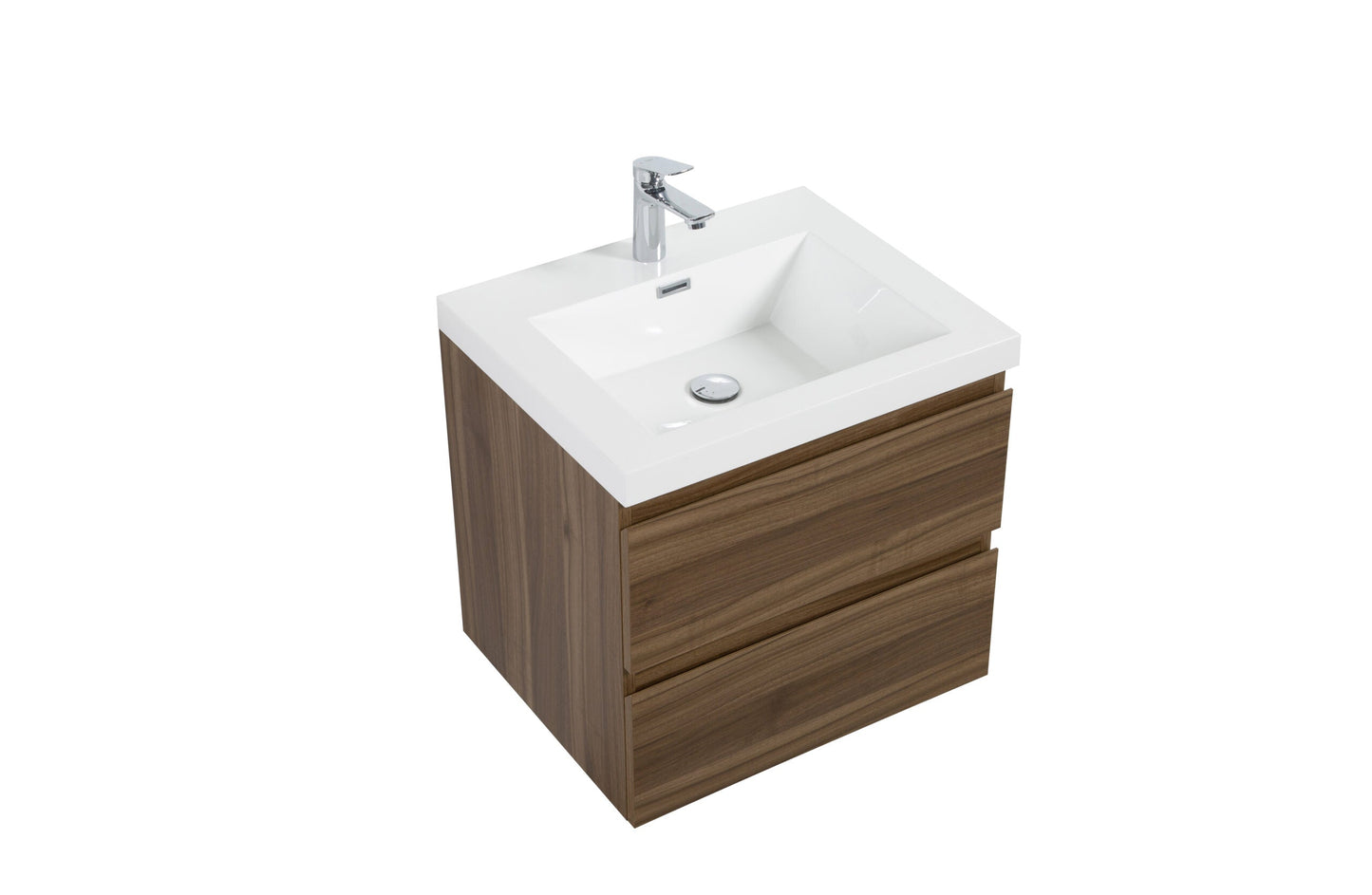 Aurora 24" Glossy Polar White Wall Hung Bathroom Vanity with White Acrylic Countertop