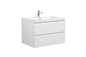 Aurora 30" Glossy Polar White Wall Hung Bathroom Vanity with White Acrylic Countertop