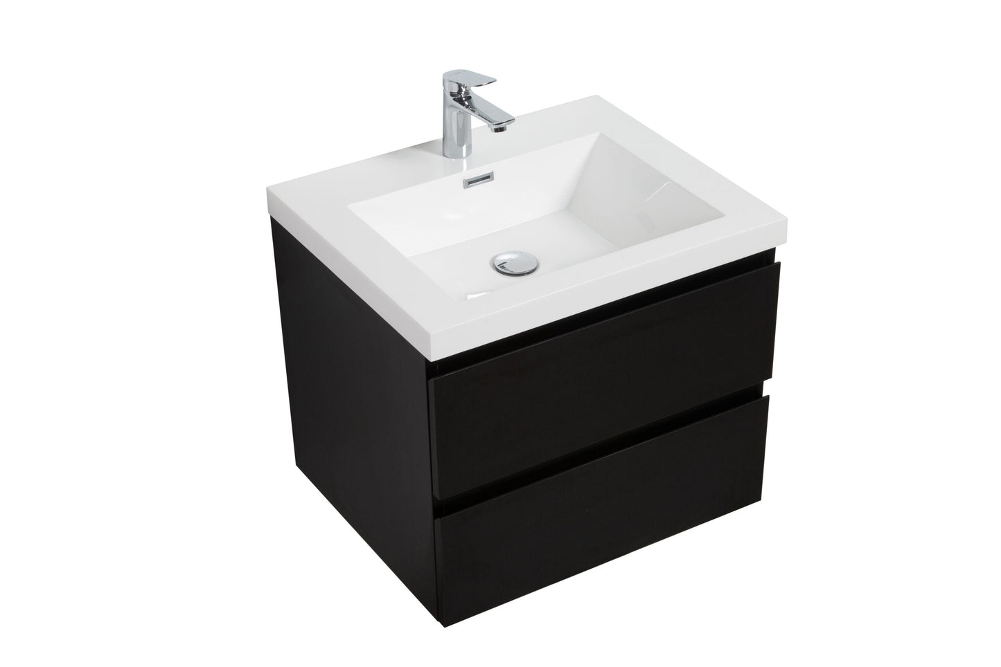 Aurora 30" Glossy Polar White Wall Hung Bathroom Vanity with White Acrylic Countertop