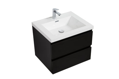 Aurora 30" Glossy Polar White Wall Hung Bathroom Vanity with White Acrylic Countertop