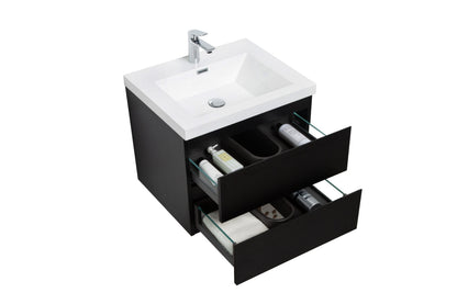 Aurora 30" Glossy Polar White Wall Hung Bathroom Vanity with White Acrylic Countertop