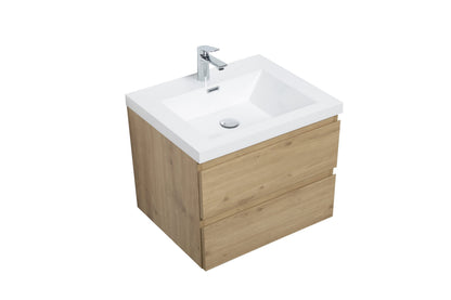 Aurora 30" Glossy Polar White Wall Hung Bathroom Vanity with White Acrylic Countertop