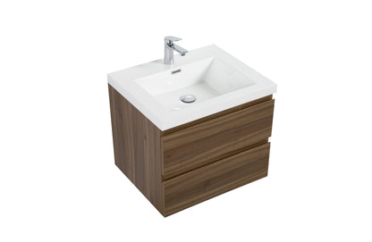 Aurora 30" Glossy Polar White Wall Hung Bathroom Vanity with White Acrylic Countertop