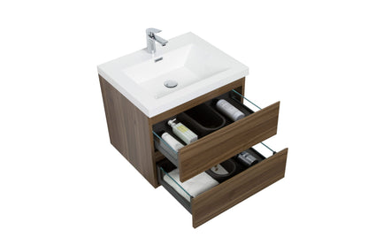 Aurora 30" Glossy Polar White Wall Hung Bathroom Vanity with White Acrylic Countertop