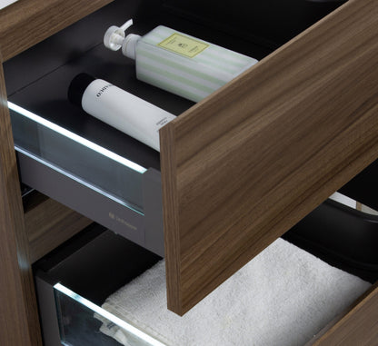 Aurora 36" Glossy Polar White Wall Hung Bathroom Vanity with White Acrylic Countertop