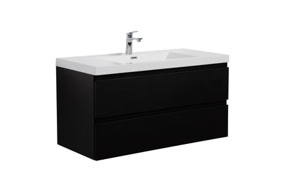 Aurora 42" Glossy Polar White Wall Hung Bathroom Vanity with White Acrylic Countertop