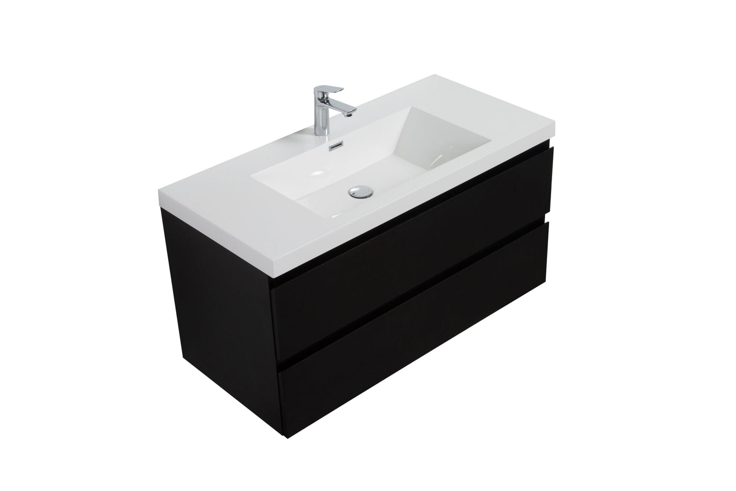 Aurora 42" Glossy Polar White Wall Hung Bathroom Vanity with White Acrylic Countertop