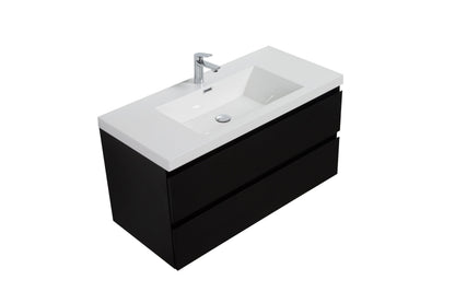 Aurora 42" Glossy Polar White Wall Hung Bathroom Vanity with White Acrylic Countertop