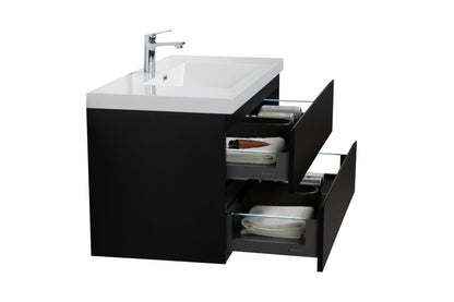 Aurora 42" Glossy Polar White Wall Hung Bathroom Vanity with White Acrylic Countertop