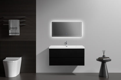 Aurora 42" Glossy Polar White Wall Hung Bathroom Vanity with White Acrylic Countertop