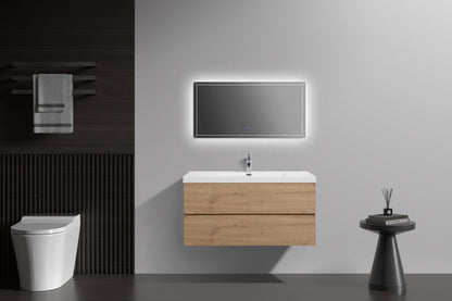 Aurora 42" Glossy Polar White Wall Hung Bathroom Vanity with White Acrylic Countertop