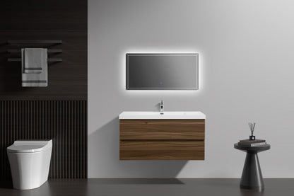 Aurora 42" Glossy Polar White Wall Hung Bathroom Vanity with White Acrylic Countertop