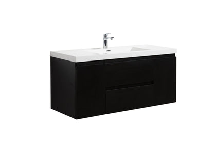 Aurora 48" Glossy Polar White Wall Hung Bathroom Vanity with White Acrylic Countertop